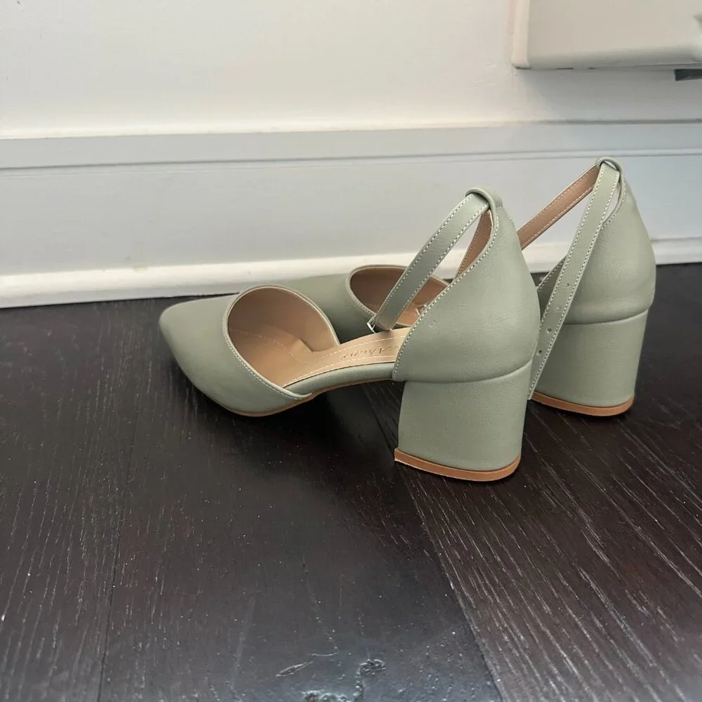 Forever & Always Marcelle Sage Green Bridal Block Heels - Picture 2 of 3